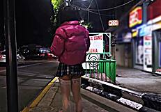 Public Whore Flashes Miniskirt in Outdoor Exhibitionist Stunt