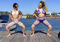 Latina milf dances and gets a cumshot from her friend