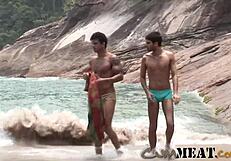 cum meat - two hot guys banging hard at the beach, damn!