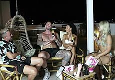 Bruna and Ale in Sheer Red Lingerie Enjoy Orgasmic Swinger Massage Encounter