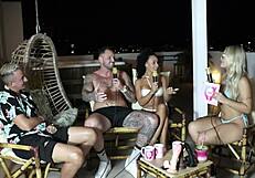 Bruna and Ale in Sheer Red Lingerie Enjoy Orgasmic Swinger Massage Encounter