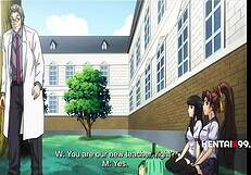 Pervy teacher blackmails petite asian student lesbians in uncensored hentai taboo scenes