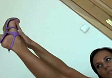 adorable brunette teen passionately pleasures herself while teasing at home