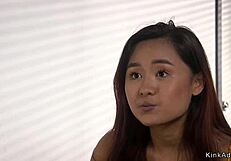 Wow! Big Cock Guy Dominates Petite Asian Slave in Kinky Bondage!