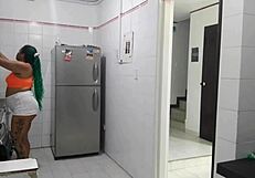 latina ebony house employee sucks my cock while masturbating her horny pussy