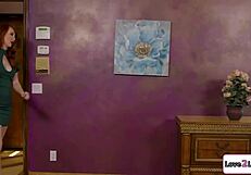 Mature brunette and redhead finger young babysitter.