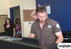 Look at these hot babes flashing tits and ass for cash!