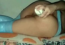 Sofi Black Stretches Her Ass With Big Toy In Blue Lingerie Doggystyle!