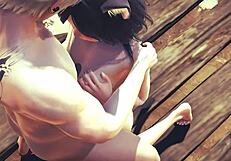 hentai kitty boobjob licked and creampied in cosplay