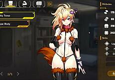 Android girl reaches orgasm with anal drill