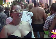 Fantasy Fest Sluts Flash On Street.