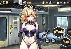 Android girl reaches orgasm with anal drill