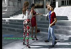 Wife and stepmother engage in playful game with teens