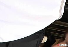 gorgeous brunette takes huge cock in her ass.