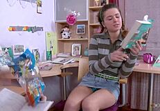 Dirty eighteen gets ass drilled and sticky facial instead of studying.