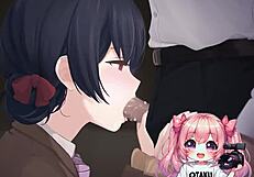 why's this anime babe kneeling for cock and cum?