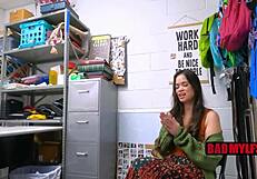 Officer punishes activist Angelina Moon roughly in the shop with Mike Mancini