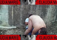 impossible positions to lick fat woman's pussy on the street, loving her juices until she cums