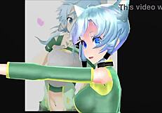 sinon from sword art online in mmd animation