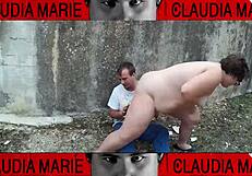 impossible positions to lick fat woman's pussy on the street, loving her juices until she cums