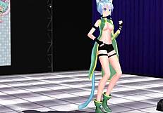 sinon from sword art online in mmd animation