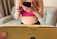 Russian amateur feels pleasure paying courier with sex