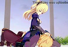 Amber and Fischl in Intense Sex with Amy and Aether - Genshin Impact Hentai