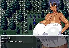 Tanned girl natsuki pees at night in forest during hentai game episode 9