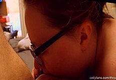 College coed eagerly sucks cock deep for throat cumshot