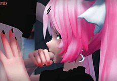 Cute 3D Anime Vampire Sucking Cock For Creampie Blowjob
