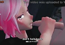 Cute 3D Anime Vampire Sucking Cock For Creampie Blowjob