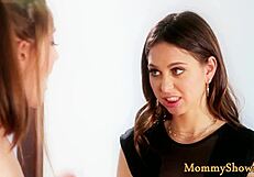 Glam Stepdaughters Licking Each Other's Shaved Pussies Passionately.