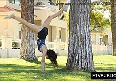 Hey, watch this teen getting wild with public fingering outdoors