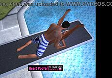 Taken at the public swimming pool jumping board