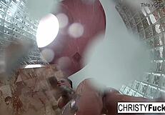 Hot shower BTS fun with Christy Dahlia and Ivan's big tits?