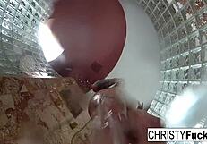 Hot shower BTS fun with Christy Dahlia and Ivan's big tits?