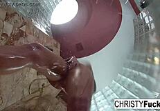 Hot shower BTS fun with Christy Dahlia and Ivan's big tits?