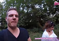 Turkish Muslim Mom Meets User Outdoor for Wild Mouth Action