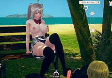 Blonde Big Tits JK Gets Handjob And Blowjob!