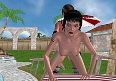 3डी कार्टून में क्यूट लेस्बियन लड़कियां चूत चाट रही