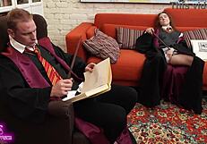 hermione surprises harry potter with a deep blowjob in private