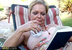 Real Blonde Stepteen Mounts Dick Outdoors