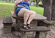 Big Tits BBW MILF Bent Over Doggystyle At The Park, Fat Ass Creampied.