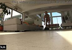 Hey, caught my stepsis with a toy, now she’s on stepbro’s cock.