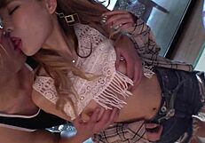 Young Babe With F-Cup Tits Shaved Pussy Gets Creampie After Toy Play In Open-Air Bath