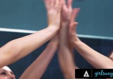 sexy asian lulu chu teaches stepsister pussy scissoring and masturbation.