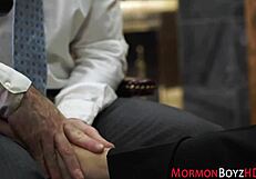 Gay bishop takes control and dominates young Mormon in uniform