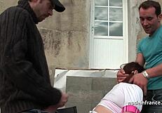 Redhead student gets hard anal in outdoor threeway?