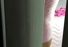 spying on my brunette stepsister's tight pussy while she dresses in her big ass thong