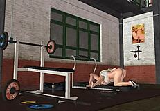 Fitness trainer seduces girl on treadmill in intense 3d anime session